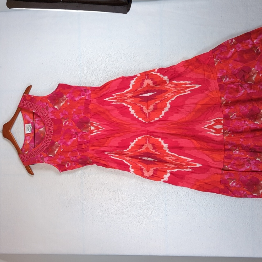 OSO Casuals Pink Fuchsia Boho‎ Indie Vacation Cotton Maxi Dress M